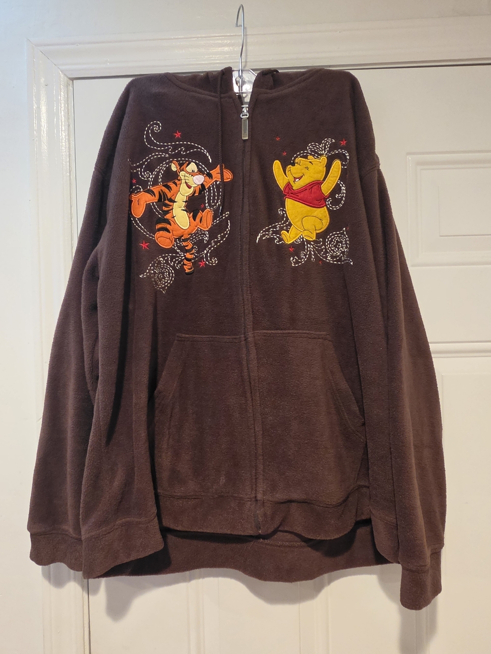 Disney Womrns Brown Polyester Sweater with Winnie the Pooh & Tigger Embroidery